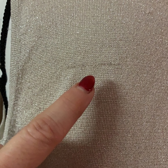 💛 WBHM | Gold Sparkly Taupe Faux Wrap Top - Picture 5 of 8